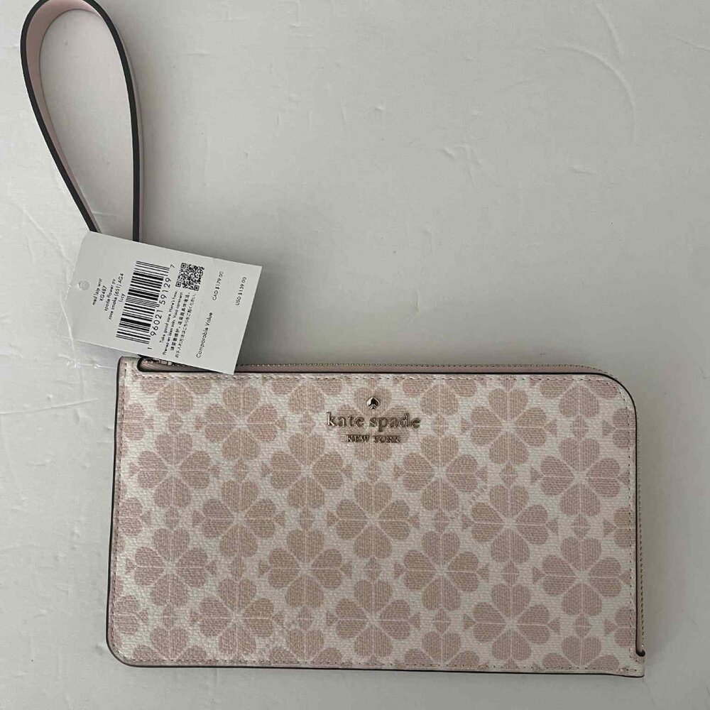 Kate Spade Lucy Medium l Rose Smoke Zip Wristlet NWT Retail $139